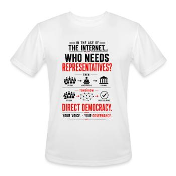 Direct Democracy: Your Voice, Governance - Men's Moisture Wicking Performance T-Shirt - white - Front - Jackson (183cm)