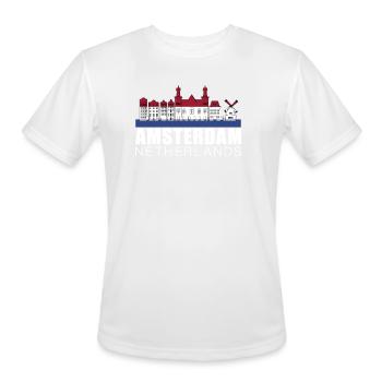 Amsterdam Netherlands Flag Skyline - Men's Moisture Wicking Performance T-Shirt - white - Front - Jackson (183cm)