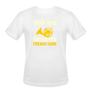French Horn Marching Band Brass Horn - Men's Moisture Wicking Performance T-Shirt - white - Front - Jackson (183cm)