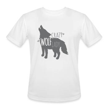 Crazy wolf lady with howling wolf - Men's Moisture Wicking Performance T-Shirt - white - Front - Jackson (183cm)