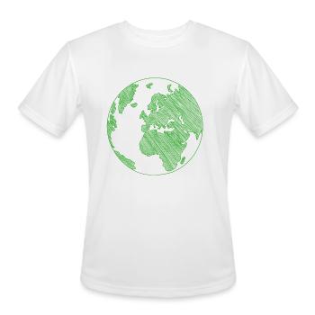 Sketched Earth, Planet, Planet B, World, Globe - Men's Moisture Wicking Performance T-Shirt - white - Front - Jackson (183cm)