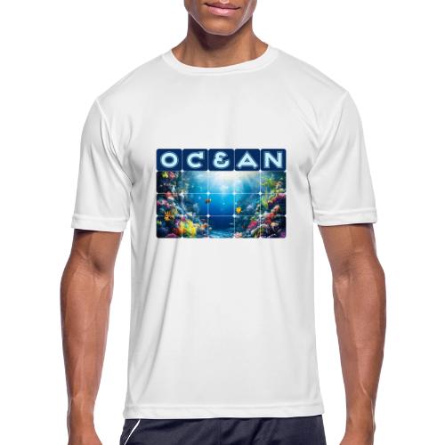 Ocean: Neon Reef Glow - Men's Moisture Wicking Performance T-Shirt