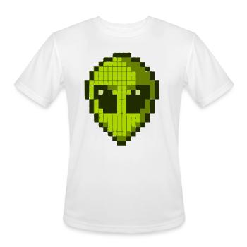 Green Alien Face - Men's Moisture Wicking Performance T-Shirt - white - Front - Jackson (183cm)