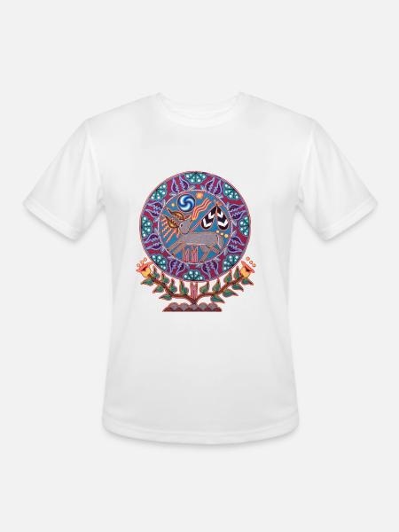 Native Huichol Peyote Deer - Men's Moisture Wicking Performance T-Shirt - white