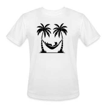 Hammock Leisure Under Palm Trees By The Sea - Men's Moisture Wicking Performance T-Shirt - white - Front - Jackson (183cm)