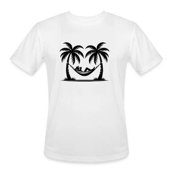 Vacation And Palm Trees By The Sea Leisure Hammock - Men's Moisture Wicking Performance T-Shirt - white - Front - Jackson (183cm)
