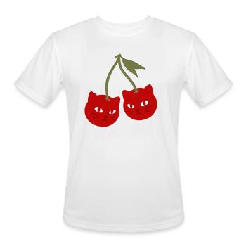 Cherry Cats Funny Cute Fruit Design - Men's Moisture Wicking Performance T-Shirt - white - Front - Jackson (183cm)