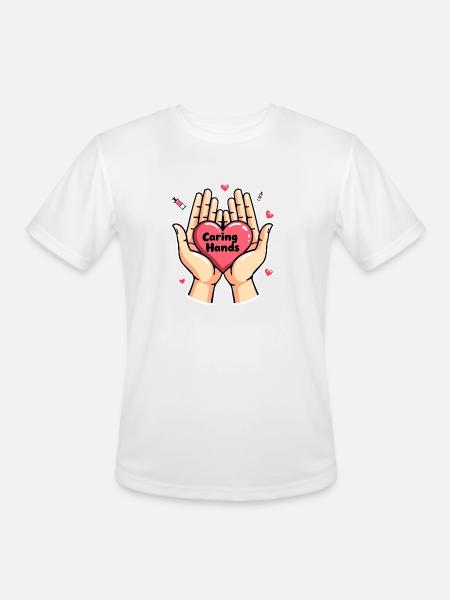 Caring Hands - Men's Moisture Wicking Performance T-Shirt - white