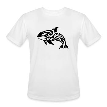 Sleek Elegant Orca Tribal Tattoo Style - Men's Moisture Wicking Performance T-Shirt - white - Front - Jackson (183cm)