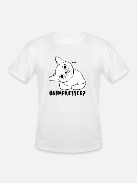 Unimpressed Funny Angry Cat - Men's Moisture Wicking Performance T-Shirt - white