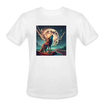 wolf howl under moon - Men's Moisture Wicking Performance T-Shirt - white - Front - Jackson (183cm)