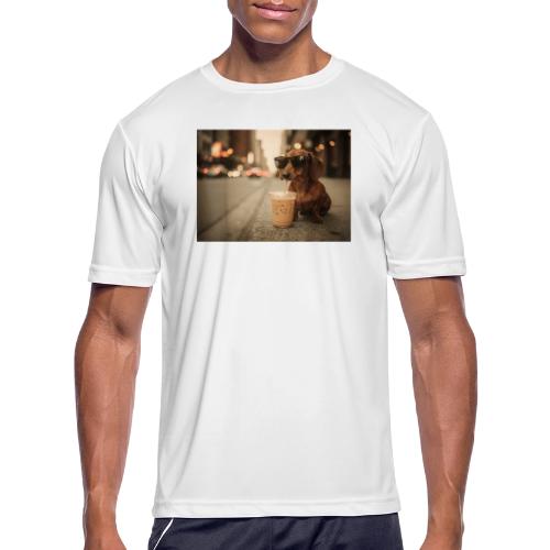 Funny Dachshund Iced Coffee Lover Tee - Men's Moisture Wicking Performance T-Shirt