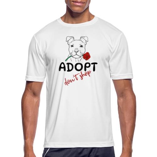 Retro Adopt Dont Shop Cute Puppy Rose Tee - Men's Moisture Wicking Performance T-Shirt
