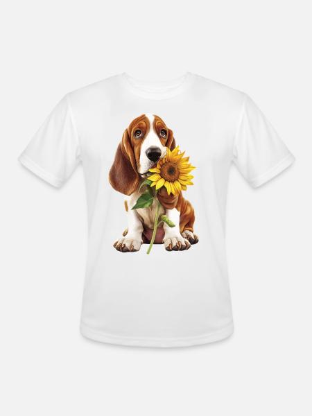 Basset Hound - Men's Moisture Wicking Performance T-Shirt - white