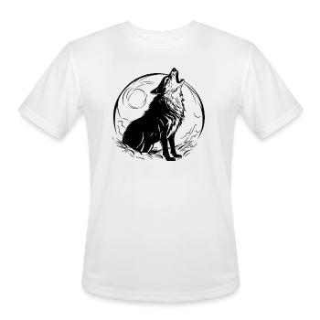 Howling Wolf At The Moon - Men's Moisture Wicking Performance T-Shirt - white - Front - Jackson (183cm)