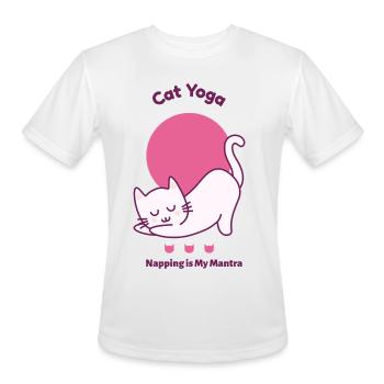 Cat yoga: Napping is my mantra - Men's Moisture Wicking Performance T-Shirt - white - Front - Jackson (183cm)
