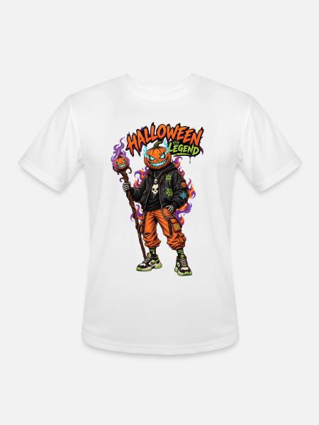 Halloween Legend Pumpkin Head Streetwear - Men's Moisture Wicking Performance T-Shirt - white