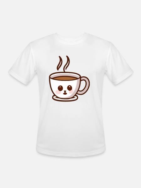 Coffee Cup Cat Face - Men's Moisture Wicking Performance T-Shirt - white