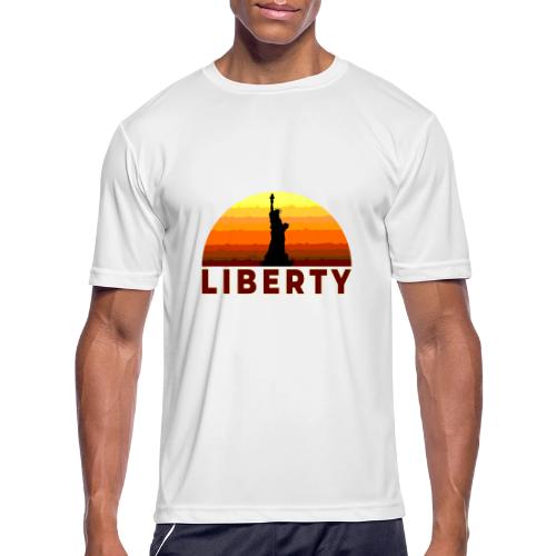 USA: Sunset Liberty Bold - Men's Moisture Wicking Performance T-Shirt