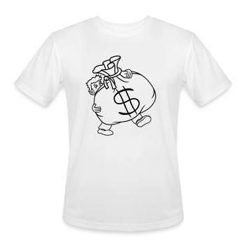 heavy bear dollar symbol sign money rich money bag - Men's Moisture Wicking Performance T-Shirt - white - Front - Jackson (183cm)