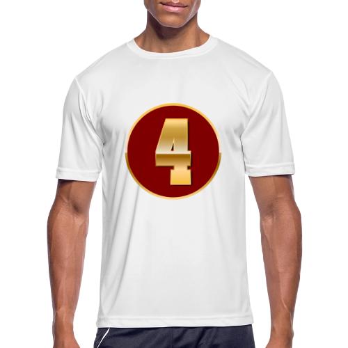 Number 4 in Gold Varsity Font - Men's Moisture Wicking Performance T-Shirt