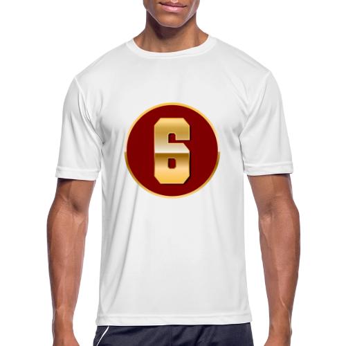 Number 6 in Gold Varsity Font - Men's Moisture Wicking Performance T-Shirt