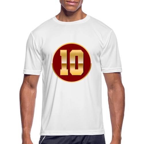 Number 10 in Gold Varsity Font - Men's Moisture Wicking Performance T-Shirt