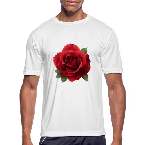Rose: Crimson Bloom Elegance - Men's Moisture Wicking Performance T-Shirt