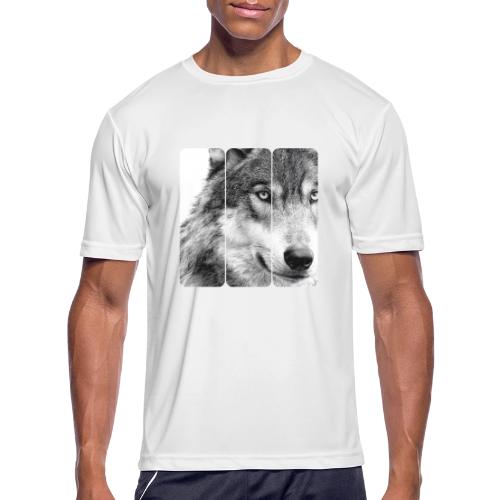 Wolf Face Triptych: Silent Alpha - Men's Moisture Wicking Performance T-Shirt