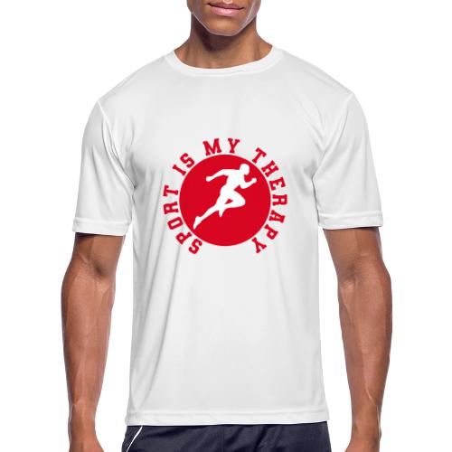 Sport Is My Therapy – Running Motivation Badge - Men's Moisture Wicking Performance T-Shirt
