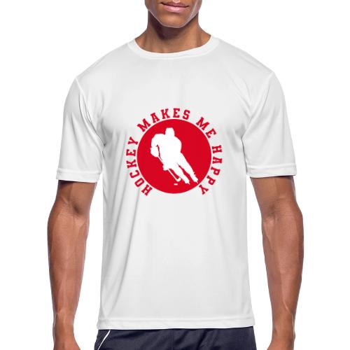 Hockey Makes Me Happy – Ice Hockey Fan Emblem - Men's Moisture Wicking Performance T-Shirt