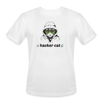 Cyber hacker cat.hacker cat tshirt women - Men's Moisture Wicking Performance T-Shirt - white - Front - Jackson (183cm)