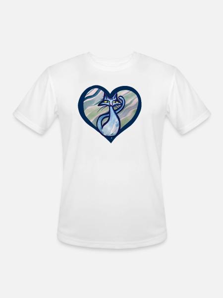Blue Cat Love - Men's Moisture Wicking Performance T-Shirt - white