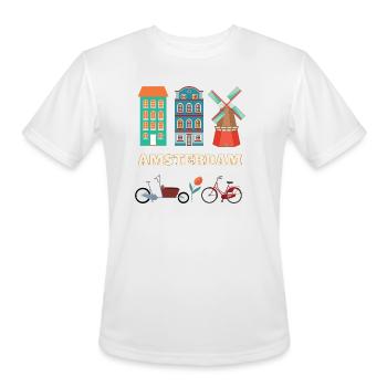 Amsterdam City Graphics - Men's Moisture Wicking Performance T-Shirt - white - Front - Jackson (183cm)