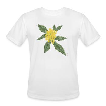Silver Wattle with its yellow flower pompoms - Men's Moisture Wicking Performance T-Shirt - white - Front - Jackson (183cm)