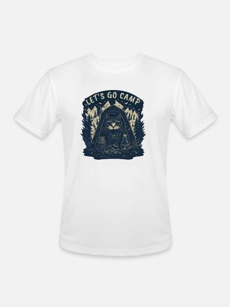Cat Let's Go Camp - Men's Moisture Wicking Performance T-Shirt - white