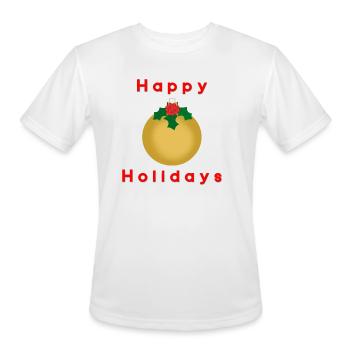 Happy Holidays Gold Ornament With Holly - Men's Moisture Wicking Performance T-Shirt - white - Front - Jackson (183cm)