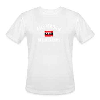 Amsterdam Holland Flag Long - Men's Moisture Wicking Performance T-Shirt - white - Front - Jackson (183cm)
