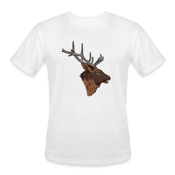 elk head - Men's Moisture Wicking Performance T-Shirt - white - Front - Jackson (183cm)
