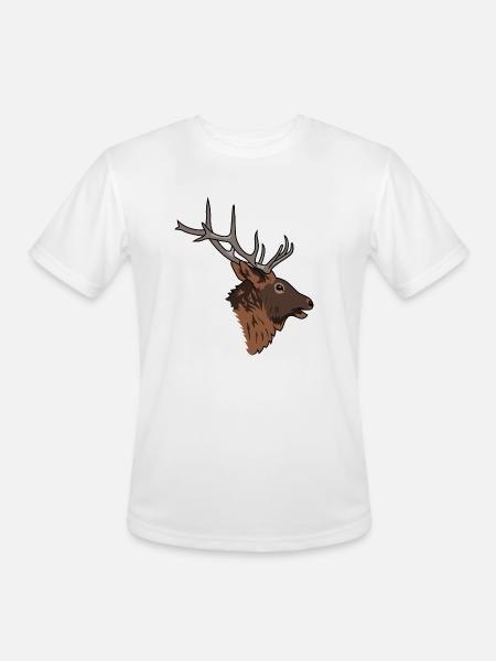 elk head - Men's Moisture Wicking Performance T-Shirt - white