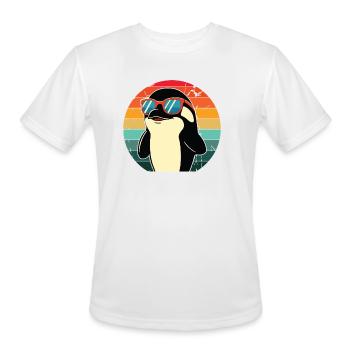 Penguin in Sunset Sunglasses - Men's Moisture Wicking Performance T-Shirt - white - Front - Jackson (183cm)