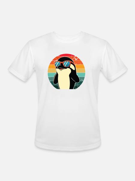 Penguin in Sunset Sunglasses - Men's Moisture Wicking Performance T-Shirt - white
