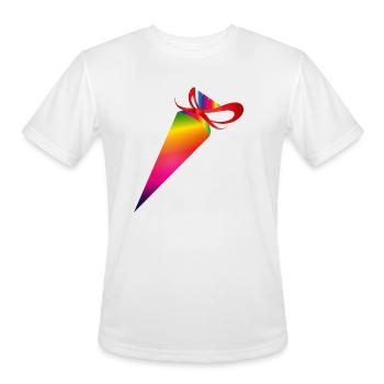 Colorful school cone with a red bow - Men's Moisture Wicking Performance T-Shirt - white - Front - Jackson (183cm)