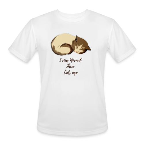 I Was Normal Three Cats Ago Funny Cat T-Shirt - Men's Moisture Wicking Performance T-Shirt