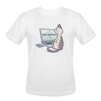 Paws-on Keyboard Engineer - Men's Moisture Wicking Performance T-Shirt - white - Front - Jackson (183cm)