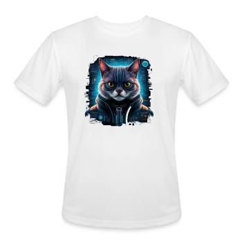 A sleek and stealthy cat hacker - Men's Moisture Wicking Performance T-Shirt - white - Front - Jackson (183cm)