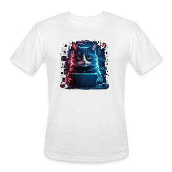 A sleek and stealthy cat hacker - Men's Moisture Wicking Performance T-Shirt - white - Front - Jackson (183cm)
