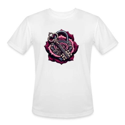 You Hold the Key to My Heart Rose Lock T-Shirt - Men's Moisture Wicking Performance T-Shirt