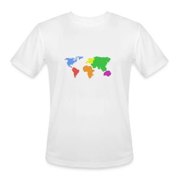 World Map Earth Continents and Oceans Colored Gift - Men's Moisture Wicking Performance T-Shirt - white - Front - Jackson (183cm)