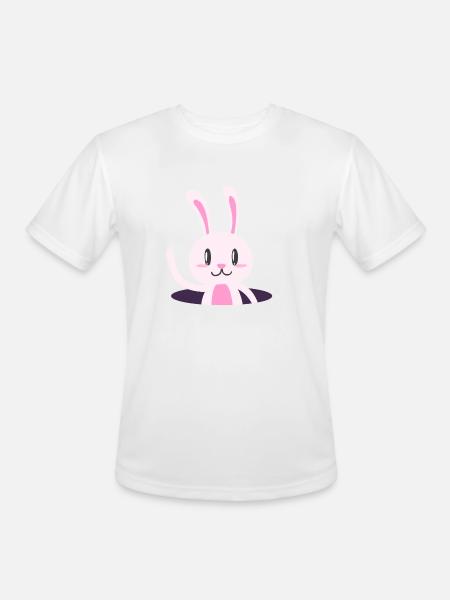 Waving Rabbit - Men's Moisture Wicking Performance T-Shirt - white